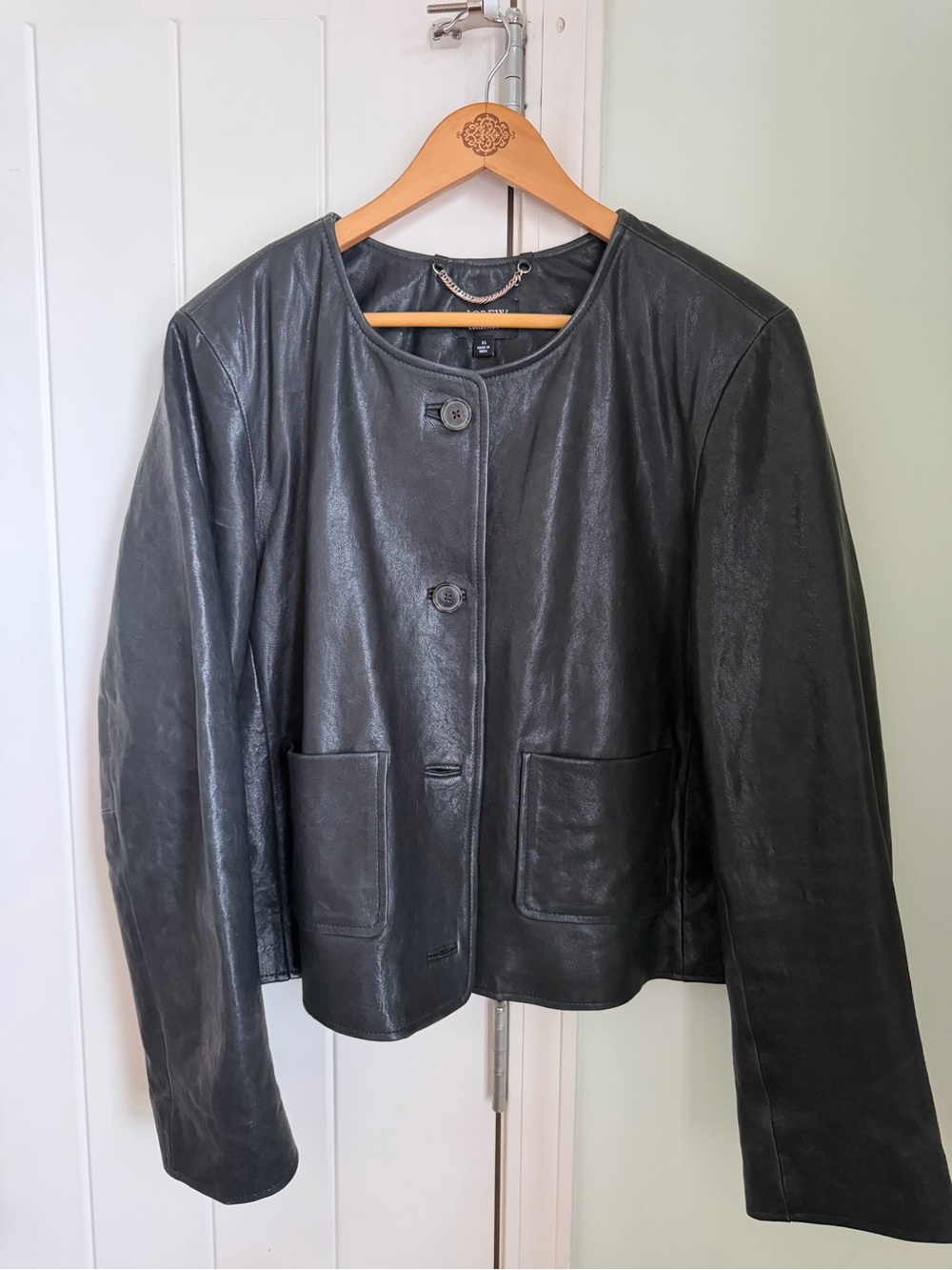 J Crew Collection Women's Leather Button-Front Jacket